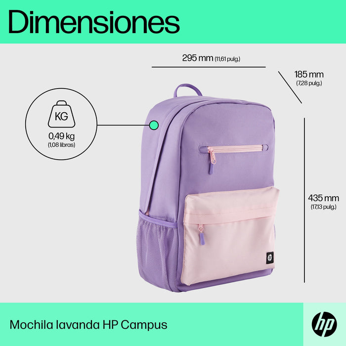 EAN 0197192487631 - HP Campus Lavender Backpack mochila Mochila informal Poliéster, Poliespuma imagen 4