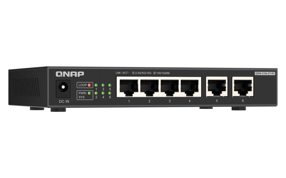 EAN 4711103085738 - QNAP QSW-2104-2T-R2 switch No administrado 10G Ethernet (100/1000/10000) Escritorio Negro imagen 3