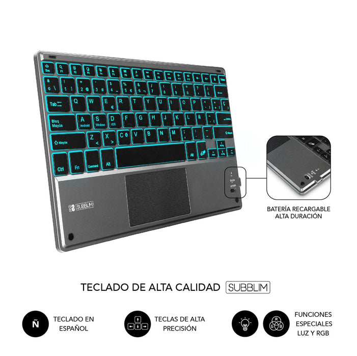 EAN 8436586741426 - SUBBLIM FUNDA + TECLADO TABLET IPAD PRO BLUETOOTH 11'' TOUCHPAD BLACK QWERTY Español Bluetooth/Micro-USB  imagen 6