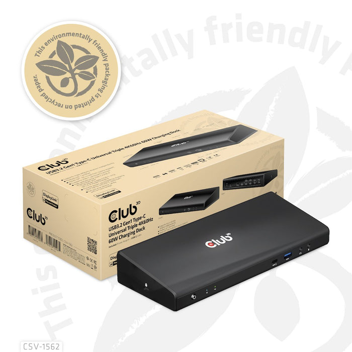 EAN 8719214471293 - CLUB3D CSV-1562 base para portátil y replicador de puertos Acoplamiento USB 3.2 Gen 1 (3.1 Gen 1) Type-C  imagen 1