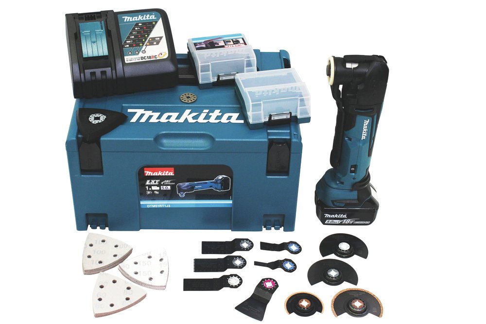 EAN 0088381815130 - Makita DTM51RT1J3 multiherramienta oscilante Negro, Azul 20000 OPM imagen 1