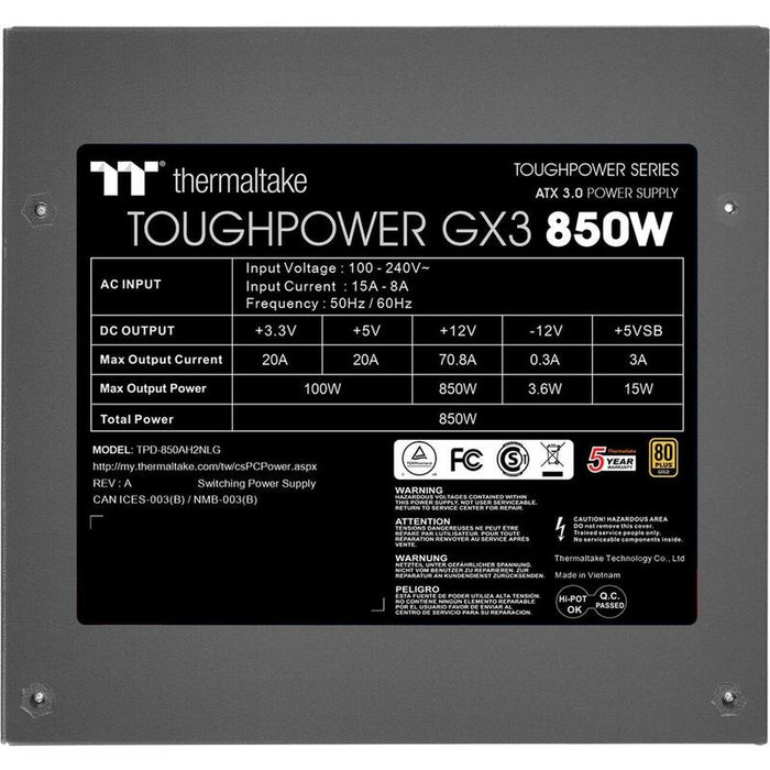 850w Thermaltake Toughpower Gx3 System Pack Atx 3,0 Gold Bulk