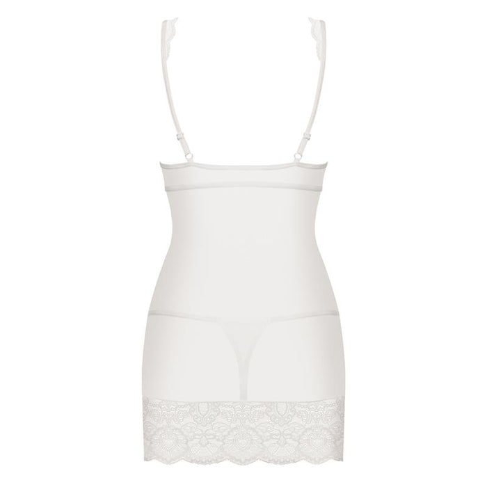 853-Che-2 Chemise Y Tanga Color Blanco Talla (Interno):S/M