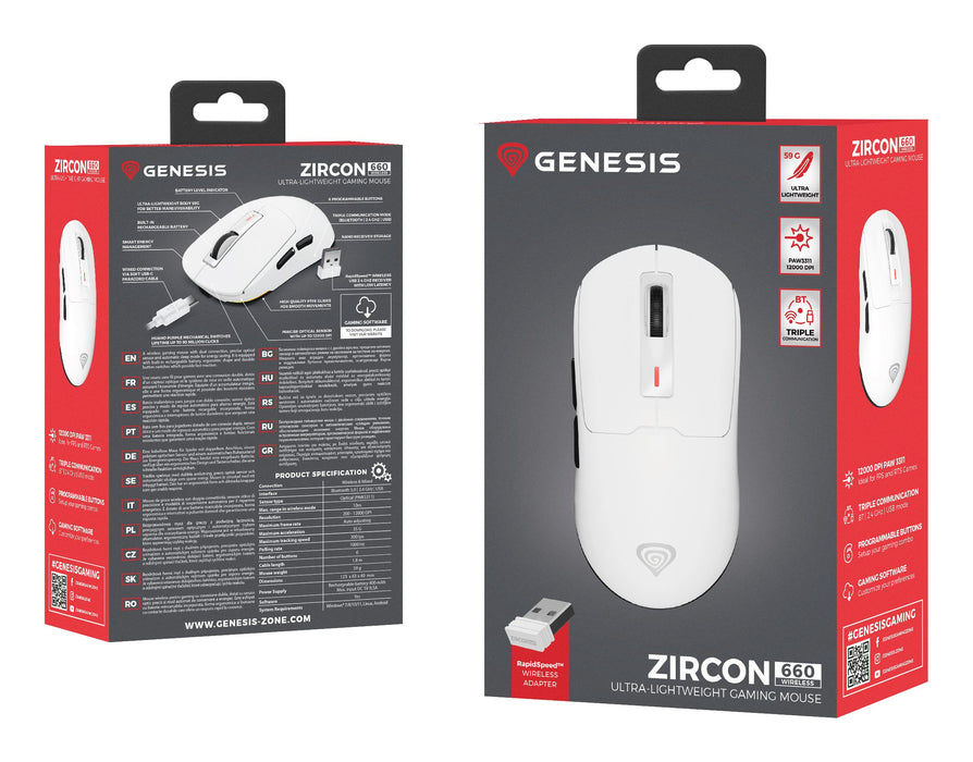 EAN 5901969444834 - GENESIS Zircon 660 ratón Juego mano derecha RF Wireless + Bluetooth + USB Type-A Óptico 12000 DPI imagen 14