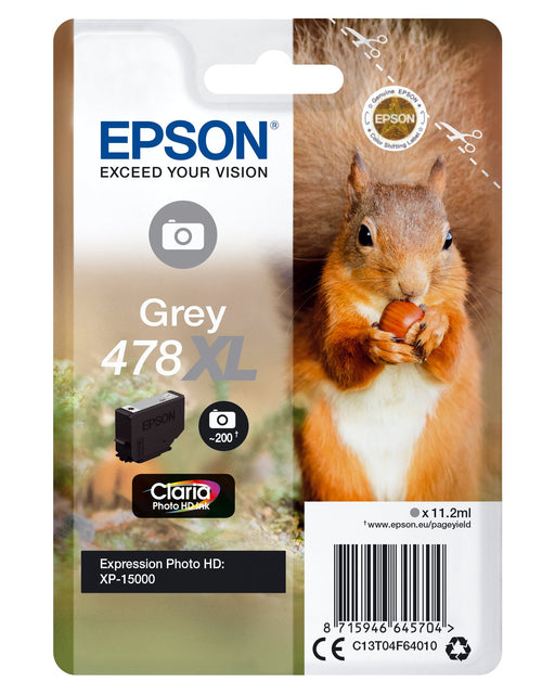 EAN 8715946645704 - Epson Squirrel 478XL cartucho de tinta 1 pieza(s) Original Alto rendimiento (XL) Gris imagen 1