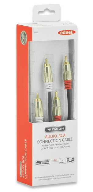 EAN 4054007845917 - Ednet 2.5m RCA x 2 m/m cable de audio 2,5 m 2 x RCA Negro imagen 1