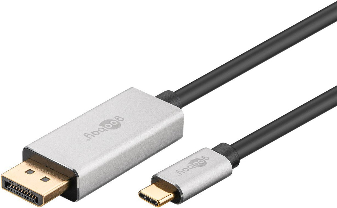 EAN 4040849601774 - Goobay 60177 adaptador de cable de vídeo 3 m USB Tipo C DisplayPort Negro, Plata imagen 2