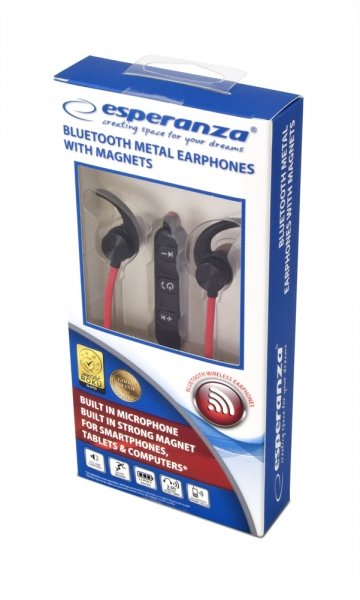 EAN 5901299941317 - Esperanza EH186K auricular y casco Auriculares Inalámbrico Dentro de oído Deportes Bluetooth Negro, Rojo imagen 2