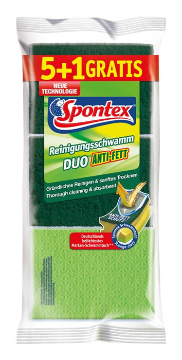 EAN 4008600191544 - Spontex 4008600191544 esponja Rectangular Vellón, Esponja Verde, Amarillo 6 pieza(s) imagen 1