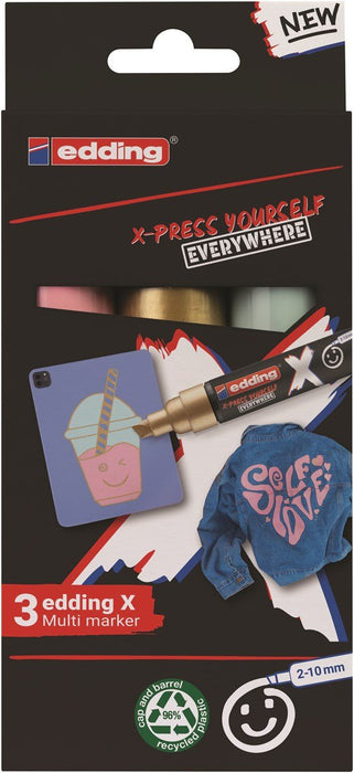 EAN 4057305067111 - Edding 6900 X Multimarker marcador permanente Punta de cincel Oro, Verde claro, Rosa claro 3 pieza(s) imagen 6