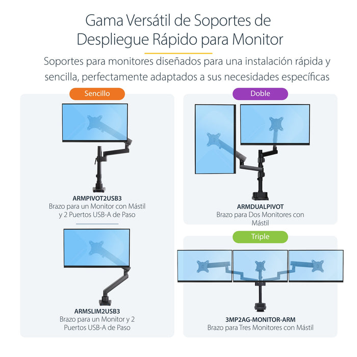 EAN 0065030888349 - StarTech.com ARMPIVOT2USB3 soporte para monitor 86,4 cm (34") Escritorio Negro imagen 17