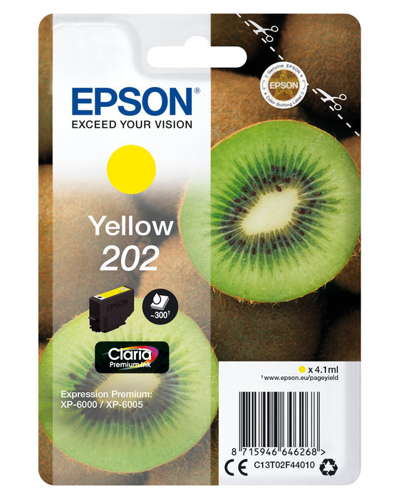 EAN 8715946646268 - Epson Kiwi 202 cartucho de tinta 1 pieza(s) Original Rendimiento estándar Amarillo imagen 1