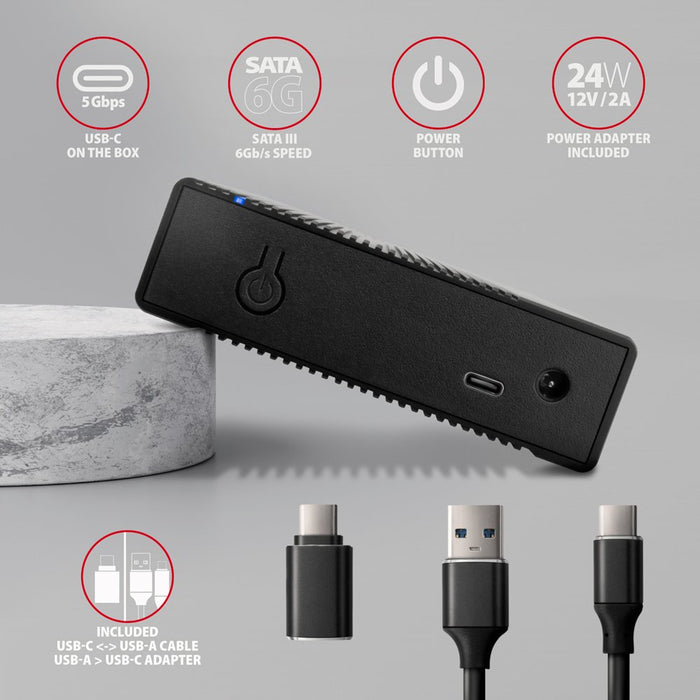 EAN 8595247906809 - Axagon EE35-GTR USB-C 5Gbps - SATA 6G, 3.5 RIBBED box BLACK - USB Typ C Caja de disco duro (HDD) Negro 3. imagen 5