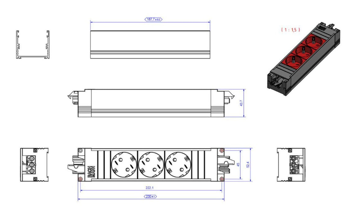 EAN 4057298150227 - Bachmann 906.18816 base múltiple 3 salidas AC Interior Gris, Rojo imagen 4