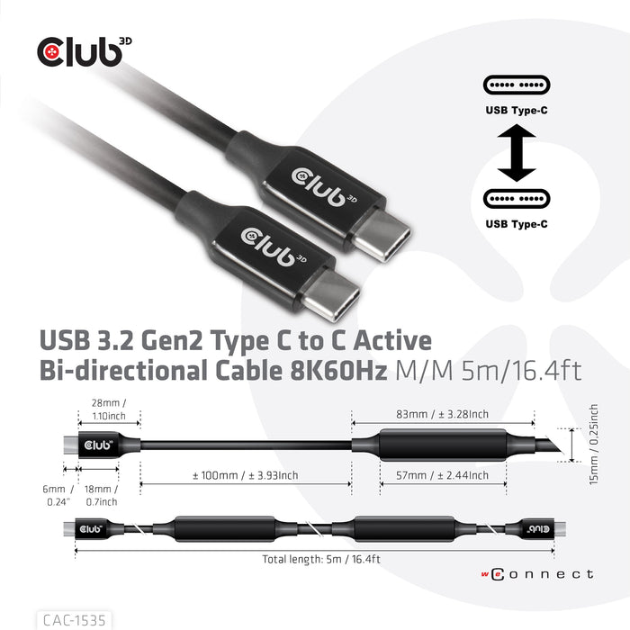 EAN 8719214471699 - CLUB3D CAC-1535 cable USB USB 3.2 Gen 2 (3.1 Gen 2) 5 m USB C Negro imagen 4