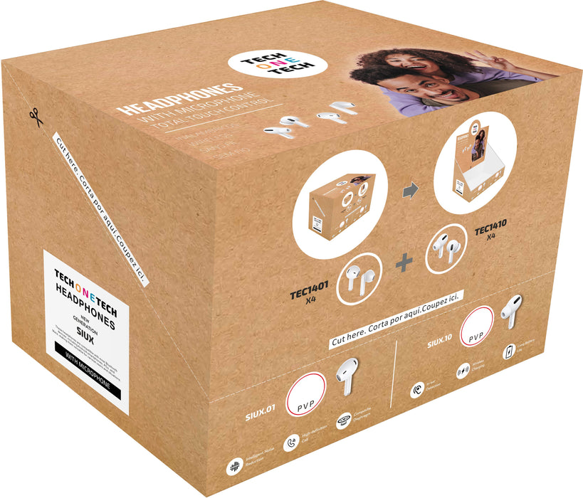 EAN 8436546594314 - TECH ONE TECH TEC1420 auricular y casco Inalámbrico Llamadas/Música Bluetooth Blanco imagen 2