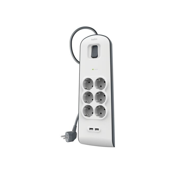 EAN 0745883899463 - Belkin BSV604VF2M-V2 limitador de tensión Gris, Blanco 6 salidas AC imagen 2