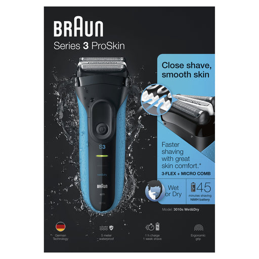 EAN 4210201112129 - Braun Series 3 3010 Wet & Dry Máquina de afeitar de láminas Recortadora Negro, Azul imagen 2