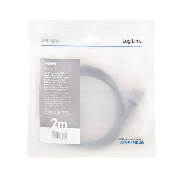 EAN 4052792062182 - LogiLink CHA0105 cable HDMI 2 m HDMI tipo A (Estándar) Negro, Gris imagen 3