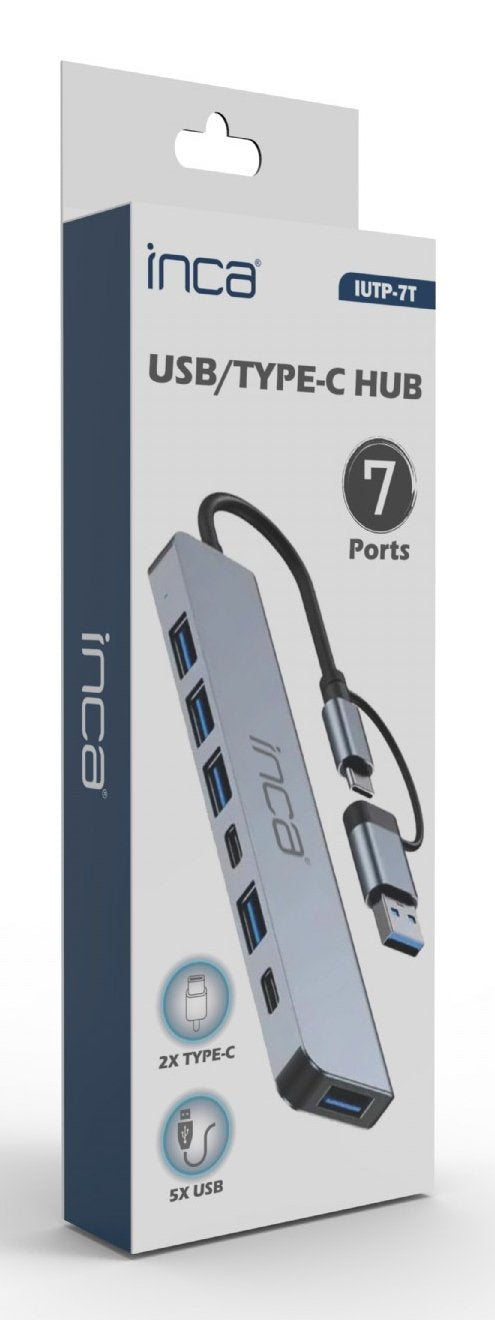 EAN 8681949015038 - Inca IUTP-7T hub de interfaz USB 3.2 Gen 1 (3.1 Gen 1) Type-A + Type-C 5000 Mbit/s Gris imagen 2