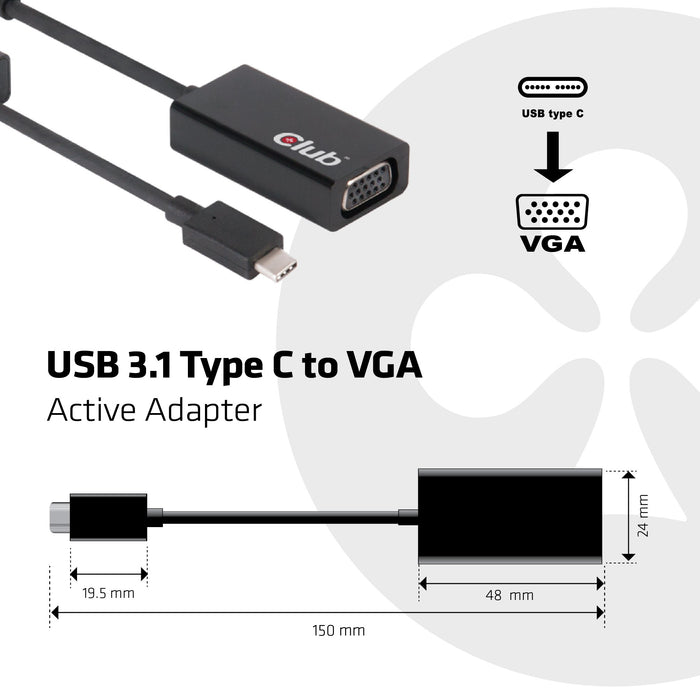 EAN 8719214470081 - CLUB3D USB Type C to VGA Active Adapter USB C Negro imagen 3