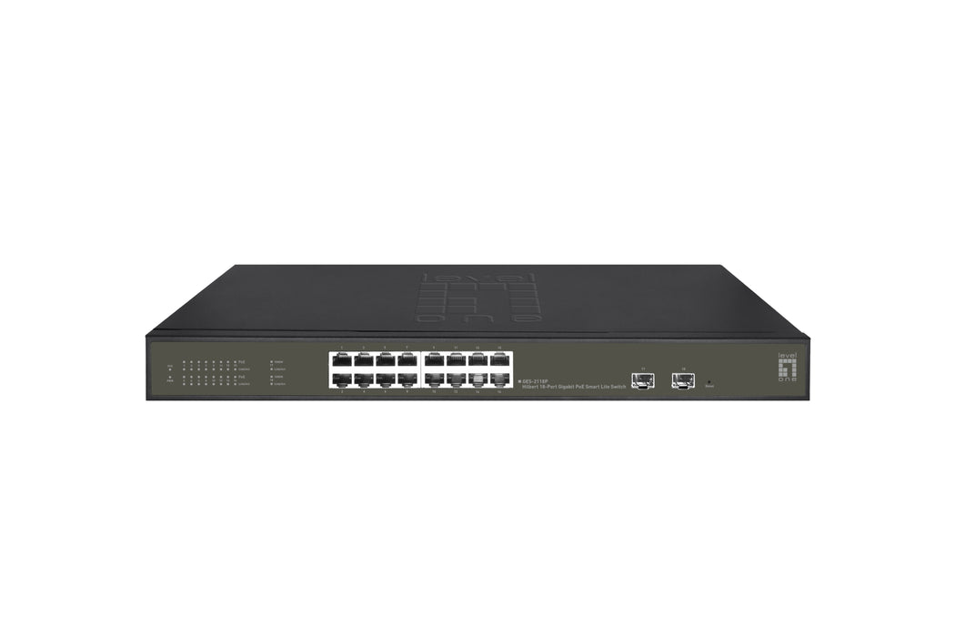 EAN 4015867229224 - LevelOne GES-2118P switch Gestionado L2 Gigabit Ethernet (10/100/1000) Energía sobre Ethernet (PoE) Negro imagen 1