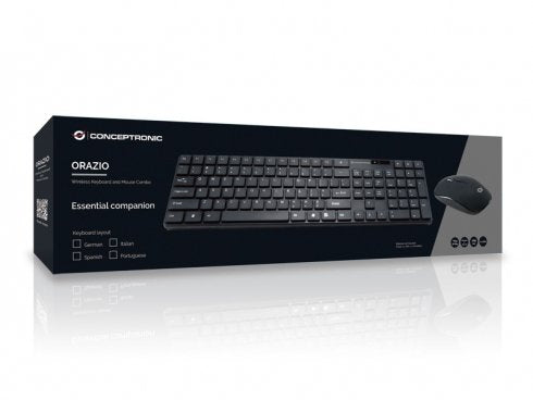 EAN 4015867208649 - Conceptronic Orazio teclado Ratón incluido Hogar RF inalámbrico QWERTY Italiano Negro imagen 3