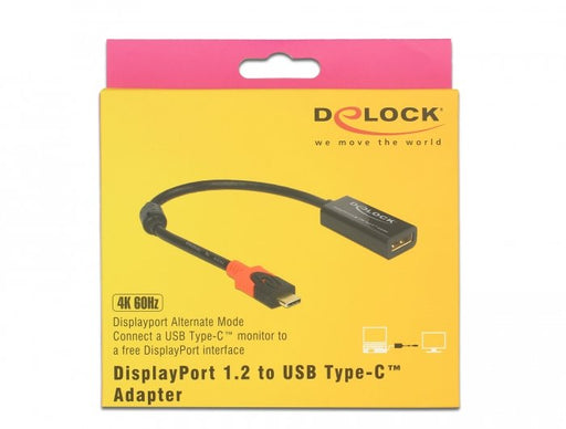 EAN 4043619639281 - DeLOCK 63928 adaptador de cable de vídeo 0,2 m USB Tipo C DisplayPort 20 pin Negro, Rojo imagen 1