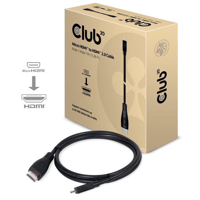 EAN 8719214470678 - CLUB3D CAC-1351 cable HDMI HDMI tipo D (Micro) HDMI tipo A (Estándar) Negro imagen 2