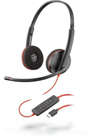 EAN 0017229162754 - Poly Blackwire 3220 Auriculares Alámbrico Diadema Oficina/Centro de llamadas USB Tipo C Negro, Rojo imagen 1