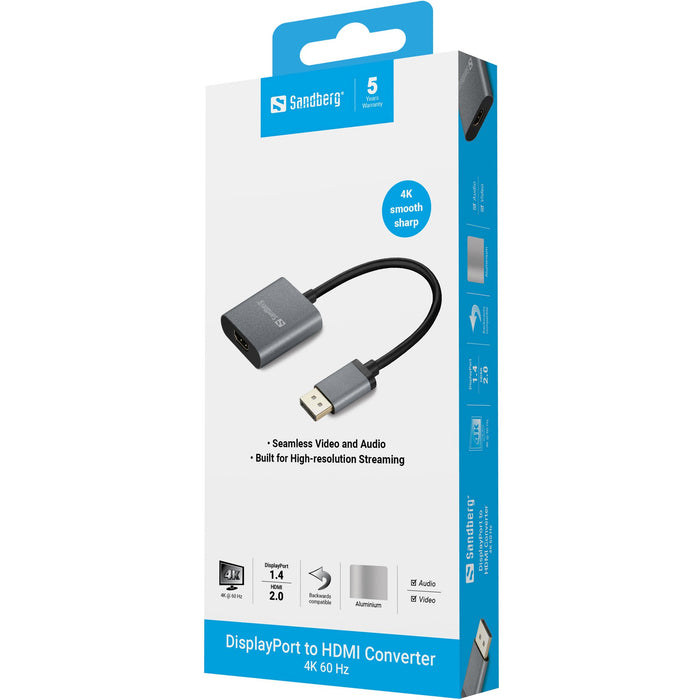 EAN 5705730509193 - Sandberg 509-19 adaptador de cable de vídeo DisplayPort HDMI tipo A (Estándar) Gris imagen 2