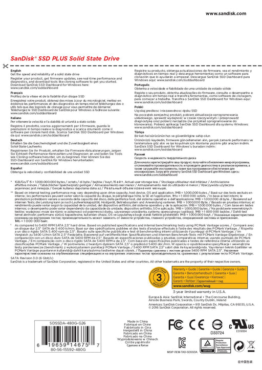 EAN 0619659146757 - SanDisk Plus 480 GB 2.5" Serial ATA III SLC imagen 2