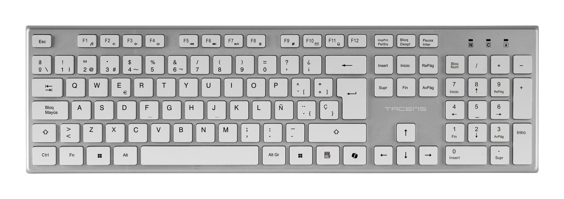 EAN 8435693112143 - Tacens 6ZENITHWES teclado Ratón incluido Hogar / Oficina RF inalámbrico QWERTY Español Plata, Blanco imagen 2