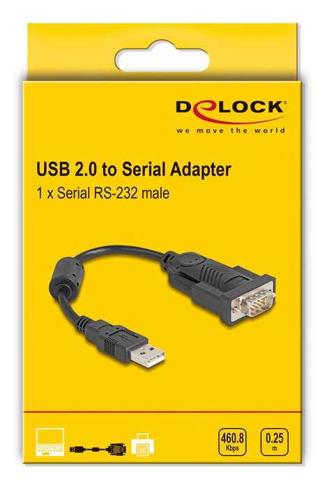 EAN 4043619642762 - DeLOCK 64276 cable de serie Negro 0,25 m USB tipo A RS-232 imagen 2