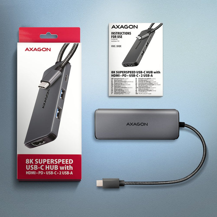 EAN 8595247907806 - Axagon HMC-5H8K USB 5Gbps hub 2x USB-A USB-C HDMI 8k/30Hz PD 100W kabel USB-C Alámbrico USB 3.2 Gen 1 (3. imagen 7