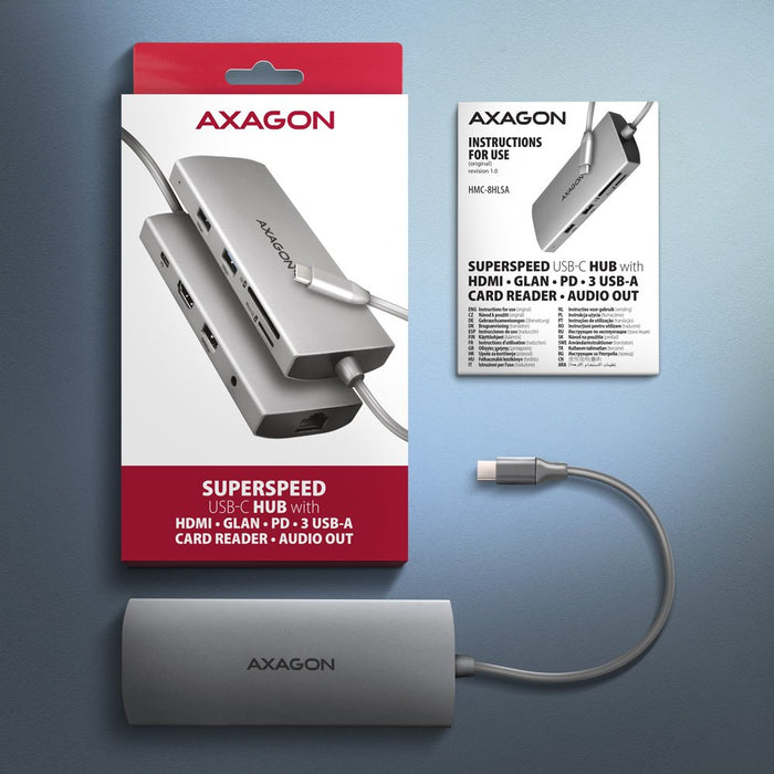 EAN 8595247907523 - Axagon HMC-8HLSA base para portátil y replicador de puertos Alámbrico USB 3.2 Gen 1 (3.1 Gen 1) Type-C Gr imagen 8