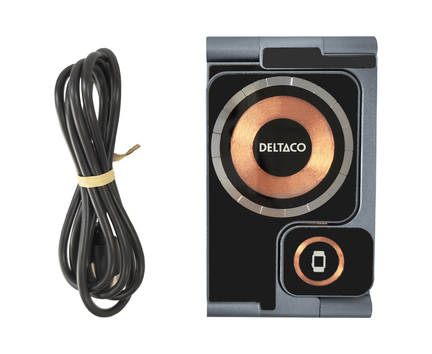 EAN 7333048065032 - Deltaco QI-1047 cargador de dispositivo móvil Auriculares, Smartphone, Reloj inteligente Negro, Gris USB  imagen 4