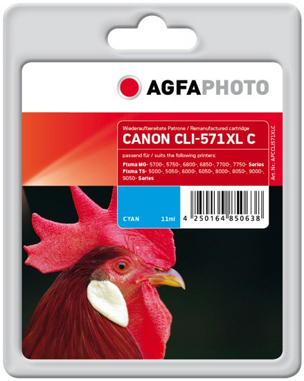 EAN 4250164850638 - AgfaPhoto APCCLI571XLC cartucho de tinta Compatible Alto rendimiento (XL) Cian imagen 1