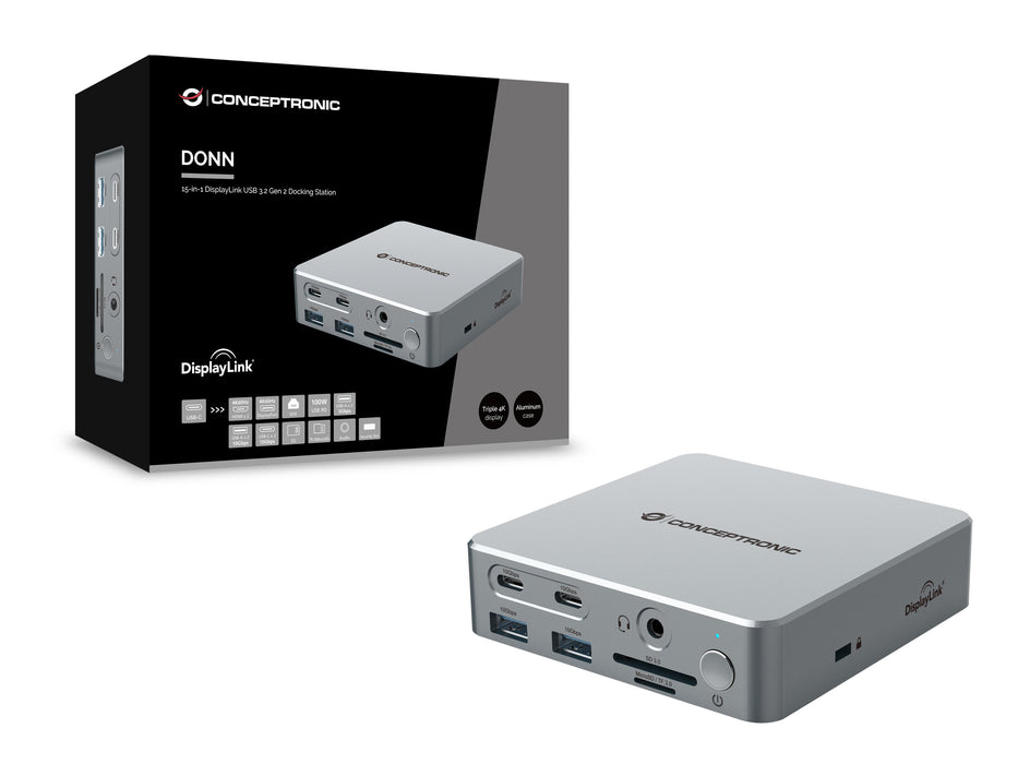 EAN 4015867236611 - Conceptronic DONN25G base para portátil y replicador de puertos Alámbrico USB 3.2 Gen 2 (3.1 Gen 2) Type- imagen 6