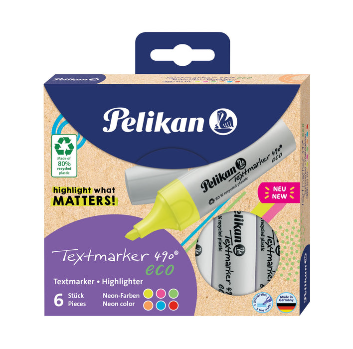 EAN 4012700823335 - Pelikan Textmarker 490 eco marcador 6 pieza(s) Punta de cincel Multicolor imagen 1