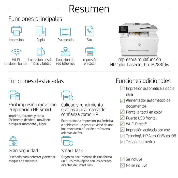 EAN 0193905486779 - HP Color LaserJet Pro MFP M283fdw Laser A4 600 x 600 DPI 21 ppm Wifi imagen 21