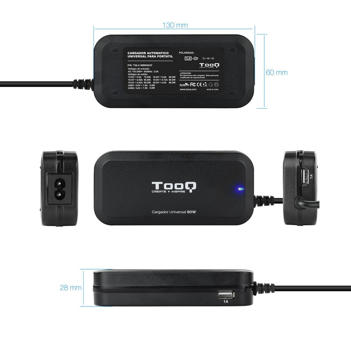 EAN 8433281007246 - TooQ TQLC-90BS02AT adaptador e inversor de corriente Interior 90 W Negro imagen 4