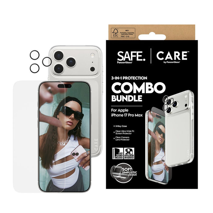 EAN 5715685027529 - PanzerGlass SAFE. | CARE by ® 3-in-1 Fashionable Combo Bundle iPhone 17 Pro Max Protector de pantalla App imagen 2
