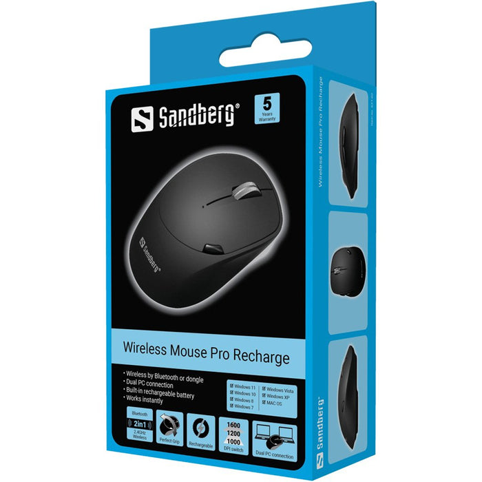 EAN 5705730631023 - Sandberg 631-02 ratón Oficina mano derecha RF Wireless + Bluetooth 1600 DPI imagen 6