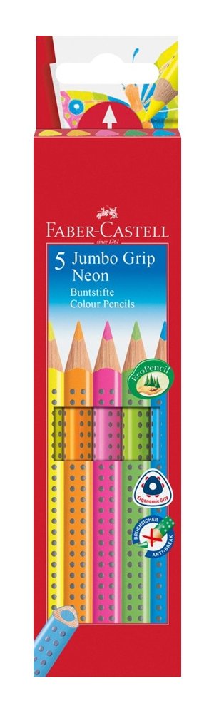 EAN 4005401109945 - Faber-Castell Jumbo GRIP Azul, Verde, Naranja, Rosa, Amarillo 5 pieza(s) imagen 1