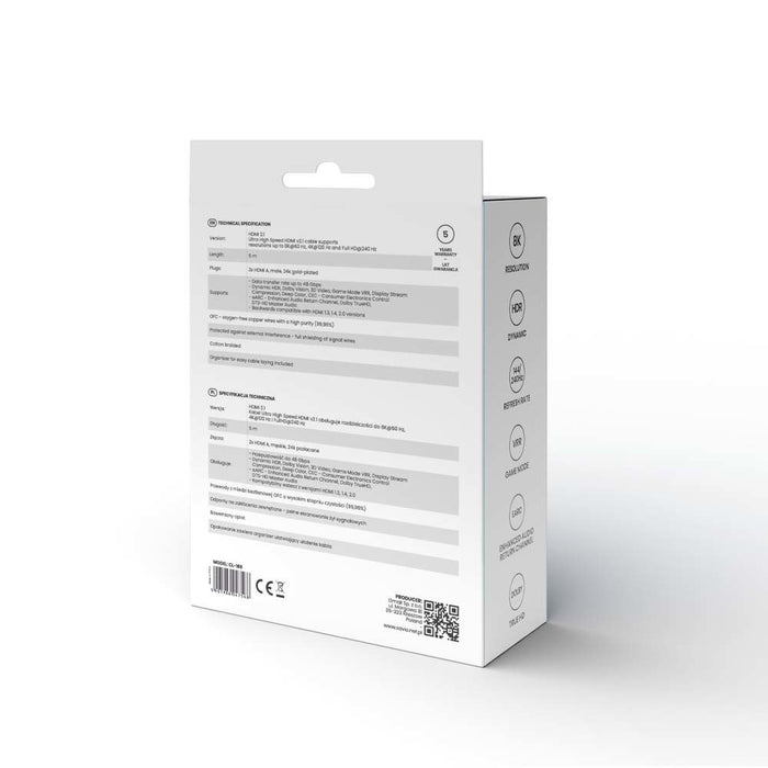 EAN 5901986047568 - Savio HDMI (M) v2.1 cable 5m 8K copper blue-black golden tips CL-169 cable HDMI HDMI tipo A (Estándar) Ne imagen 4