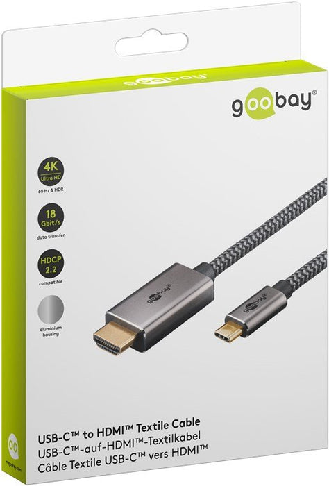 EAN 4040849757006 - Goobay 75700 adaptador de cable de vídeo 2 m USB Tipo C HDMI tipo A (Estándar) Negro, Plata imagen 3