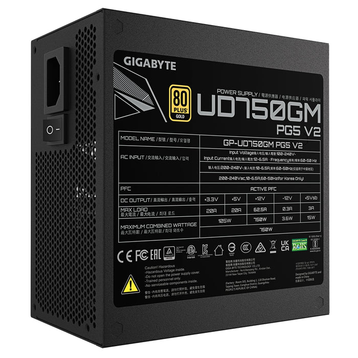 EAN 4719331555870 - GIGABYTE UD750GM PG5 V2 unidad de fuente de alimentación 750 W 20+4 pin ATX Negro imagen 6