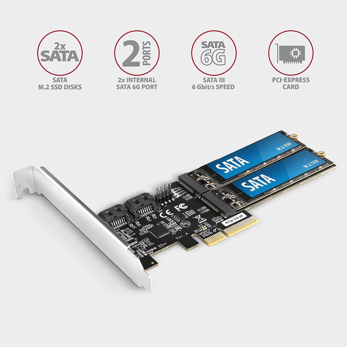EAN 8595247906984 - Axagon PCES-SA4M2 PCIe Controller 2x internal SATA 6G port+ M.2 B-key tarjeta y adaptador de interfaz Int imagen 2