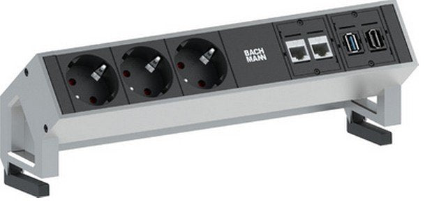 EAN 4016514050642 - Bachmann 3x Schuko 2x CAT6 1x HDMI, 1x USB3.0 base múltiple 1,5 m 3 salidas AC Negro, Acero inoxidable imagen 1